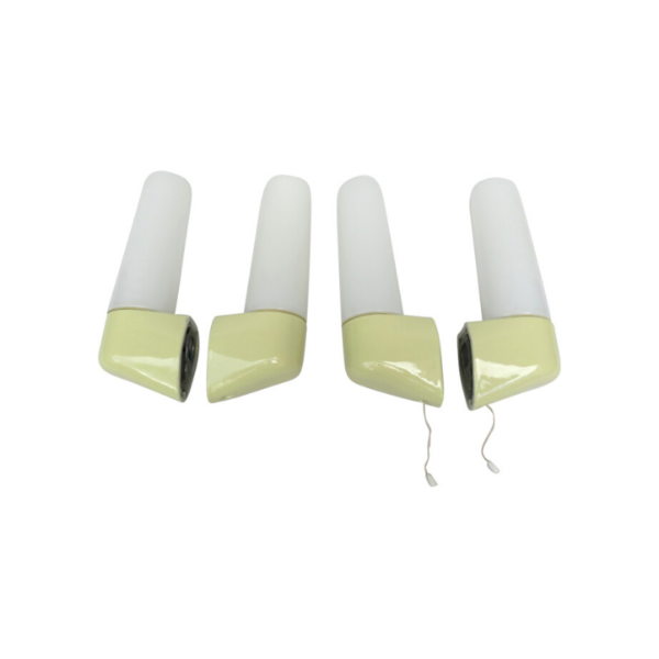Two pair of mirror lights, designed by Wilhelm Wagenfeld for Lindner, 3rd generation, in light yellow