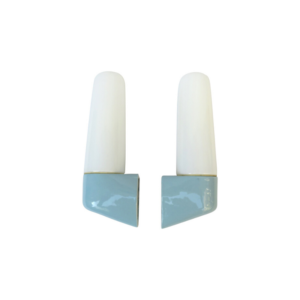 One pair of mirror lights, designed by Wilhelm Wagenfeld for Lindner, 3rd generation, in light blue
