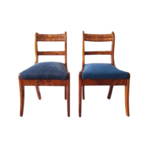 Biedermeier chair set made of solid walnut and walnut veneer, antique upholstered chairs