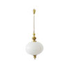 Mid century hanging lamp made of opal glass and brass, large hanging lamp 1960s