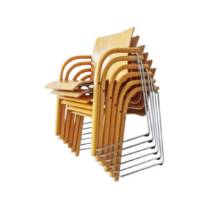 Thonet S320 by Ulrich Böhme and Wulf Schneider set of six, stacking chairs, armchairs, desk chairs
