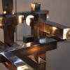 Chandelier in chrome plated steel - model 'Metric' - designed by Sciolari - Italy 1970's