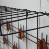 Vintage hat & coat rack in black metal and wood - 1960's