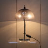 Table lamp in chrome plated steel and grey plexiglass