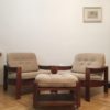 Large Nude/Brown Vintage Armchairs, 1960s, pair with one stool