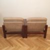 Large Nude/Brown Vintage Armchairs, 1960s, pair with one stool