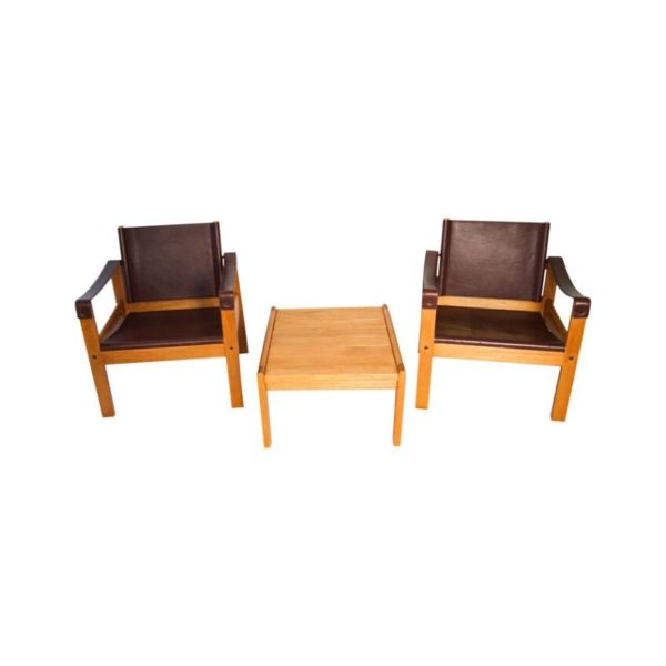 Pair Safari Chairs & Table by Karl Heinz Bergmiller, Pair Safari Chairs & Table by Karl Heinz Bergmiller,