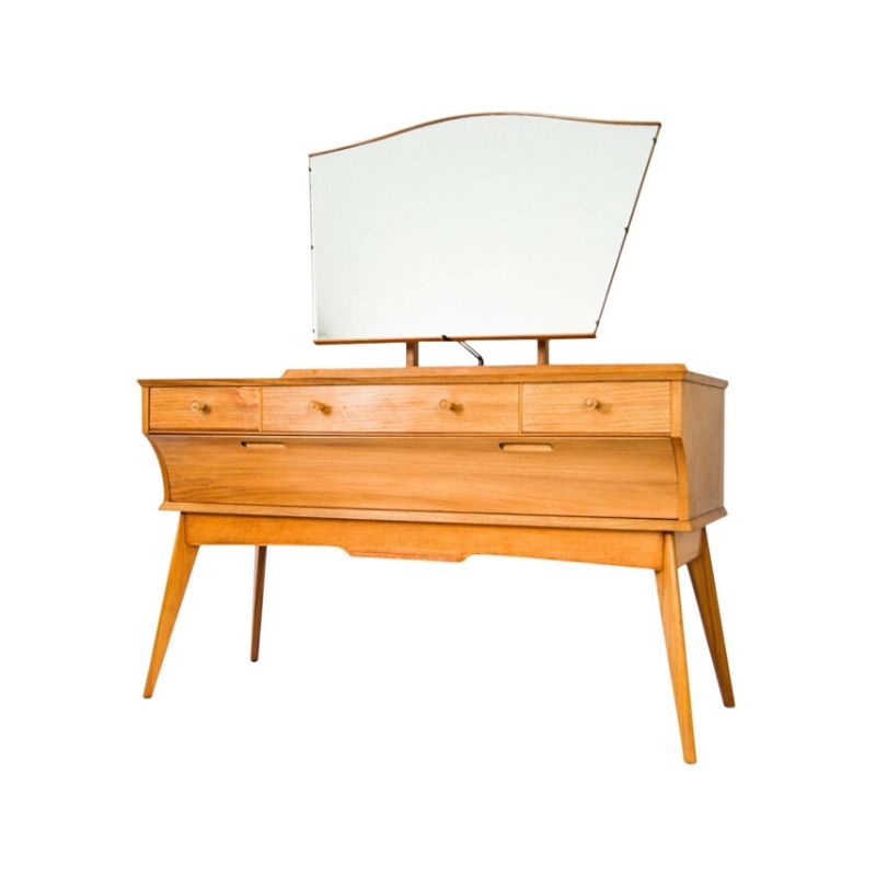1960s ALFRED COX for AC Furniture English Sycamore Wood Dressing Table Cabinet