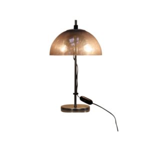 Table lamp in chrome plated steel and grey plexiglass