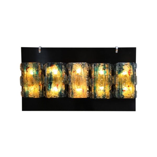 Set of 5 multicolored wall lights in glass - 'Chartres' - designed by Willem van Oeyen for Raak - The Netherlands - 1960's