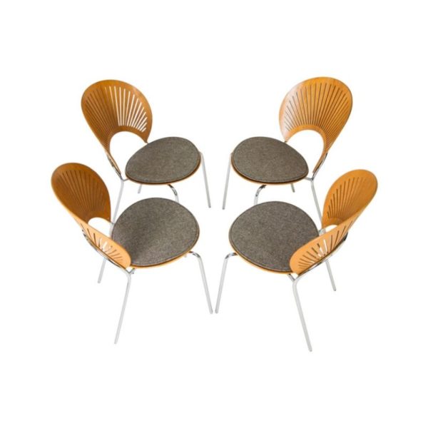 Set of 4 Nanna Ditzel Trinidad Chairs With Hallingdal Seat Pads
