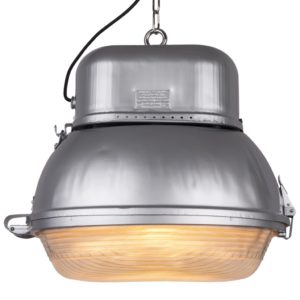 Silver industrial pendant lamp from MESKO, 1960s Poland