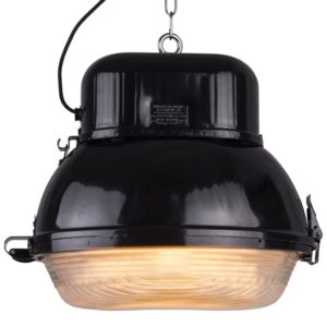 Black industrial pendant lamp from MESKO, 1960s Poland