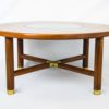 G PLAN Teak Wood Round Coffee Table With Smoked Glass Top And Brass Feet