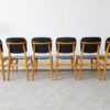 Set of six beechwood dining chairs, 1970s chairs, kitchen chair