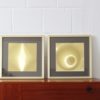 Helios gold graphic holograms, space age pop art design, framed golden murals Helios gold graphic holograms, space age pop art design, framed golden murals