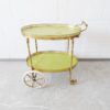 Serving trolley made of brass and marble look, mid century bar trolley, golden tea trolley