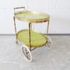 Serving trolley made of brass and marble look, mid century bar trolley, golden tea trolley