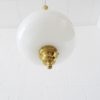 Mid century hanging lamp made of opal glass and brass, large hanging lamp 1960s