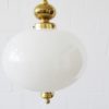 Mid century hanging lamp made of opal glass and brass, large hanging lamp 1960s
