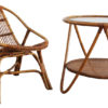 1960's Set of Rattan Armchair and Side Table