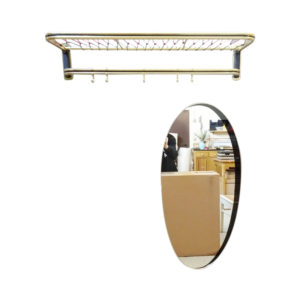 Wardrobes hallway Set Mid Century, aluminum wall wardrobe and mirror gold