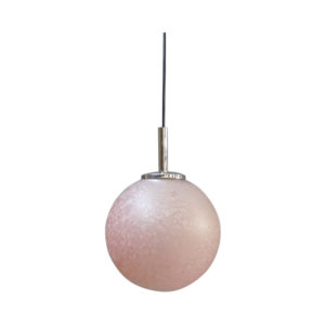 Doria glass ball hanging lamp in pink, pendant lamp 1960s