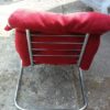 Mid Century red velvet easychair on special chrome legs