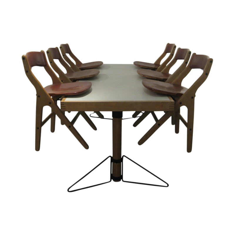 Table and 6 chairs Marc Held 1983 Edition Bessière