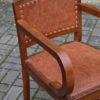 Art Deco Beech and Leather Armchair, 1930s