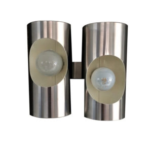 Vintage 1970's Design Tubular Aluminium Double Wall Lamp Sconce