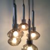 Kaiser Leuchten 1960's Design Smoke Glass Cascade Pendant Hanging Lamp