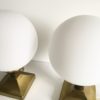 Pair of Lamps balls in brass and opaline Pair of Lamps balls in brass and opaline
