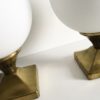 Pair of Lamps balls in brass and opaline Pair of Lamps balls in brass and opaline