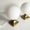 Pair of Lamps balls in brass and opaline Pair of Lamps balls in brass and opaline