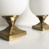 Pair of Lamps balls in brass and opaline Pair of Lamps balls in brass and opaline