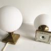 Pair of Lamps balls in brass and opaline Pair of Lamps balls in brass and opaline