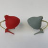 1 pair of small table lamps or bedside lamps, 50s, Louis Kalff, crow's foot, shrink varnish red and gray-green 1 pair of small table lamps or bedside lamps, 50s, Louis Kalff, crow's foot, shrink varnish red and gray-green