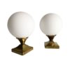 Pair of Lamps balls in brass and opaline Pair of Lamps balls in brass and opaline
