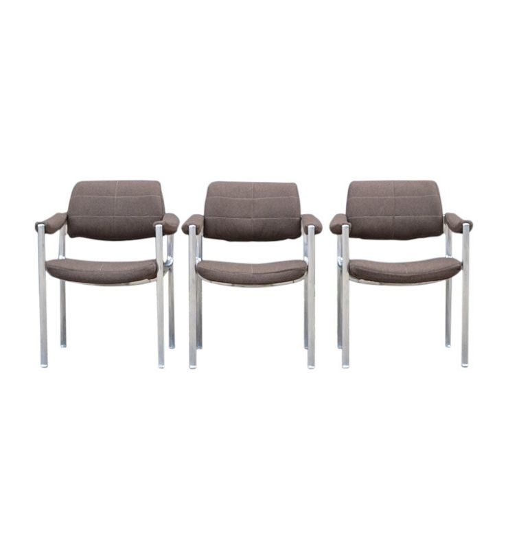 Aluminum and Wool Chairs by Miller Borgsen for Röder Söhne, 1960s, Set of 3