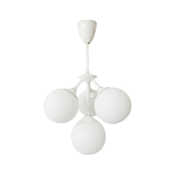 Mid Century Sputnik Chandelier metal opal glass white, ball lamp