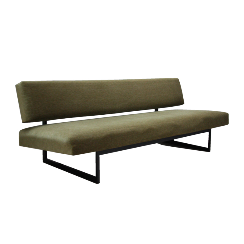 Sofa or daybed in olive green fabric, designed by Dieter Wäckerlin for Idealheim – Switserland – 1950’s