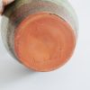 large floor vase green orange, brown with structure, Mid Century Fat Lava handle vase