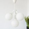 Mid Century Sputnik Chandelier metal opal glass white, ball lamp