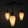 Danish teak hanging lamp with three lights, mid century chandelier