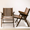 Pair of Foldable chairs in beech plywood, 1980s