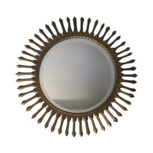 Sun mirror, golden metal, 1950s