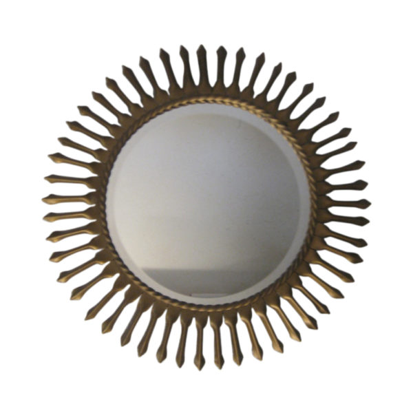 Sun mirror, golden metal, 1950s