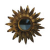 Sun mirror, golden metal leaves, 1950s