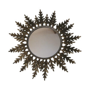 Sun mirror - Oak metal leafs -  1950s